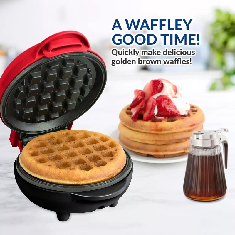 NOSTALGIA - MyMini 5'' Non Stick Heart Red Mini Waffle
