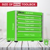 P.I.T. Mini Green Tool Box, Portable 5-Drawer Micro Roll Cab