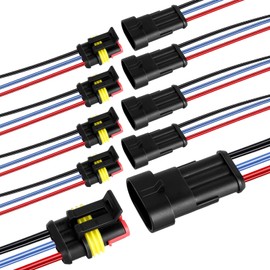 3 Pin Waterproof Wire Connector，18AWG 10cm Male and Female Wire Connector Suitable for Car, Truck, Boat, and Various Applications (5 PACK)