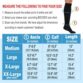 BOCOSO Calcetines médicos de compresión con cremallera de 15 a 20 mmHg para mujeres y hombres, medias de compresión alta hasta la rodilla