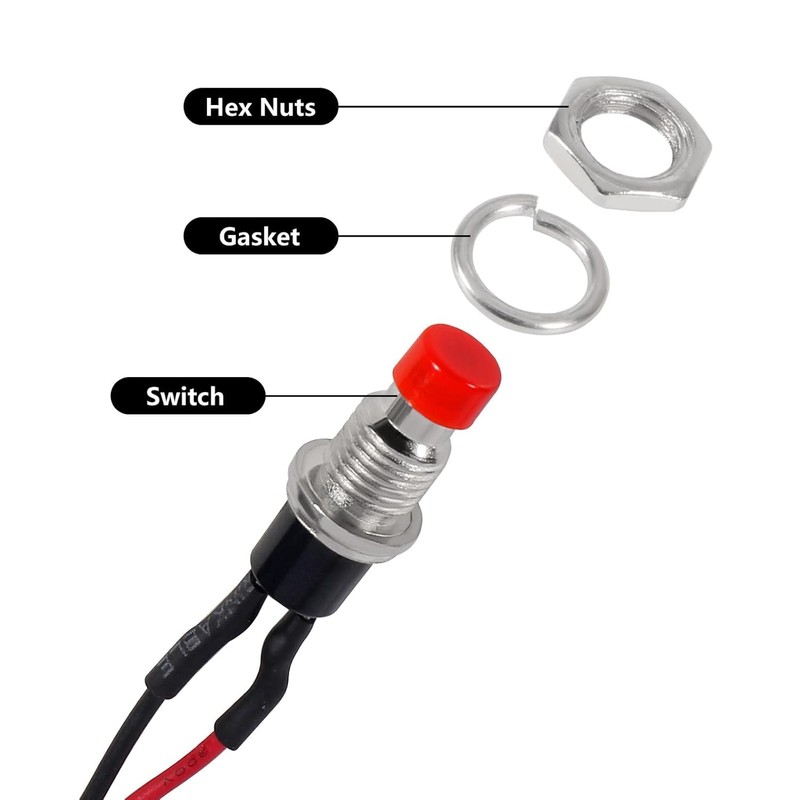 Gebildet 10pcs 7mm 3V-6V-12V-24V-230V/1A Pre-Wired Mini Push Button, SPST Nomal