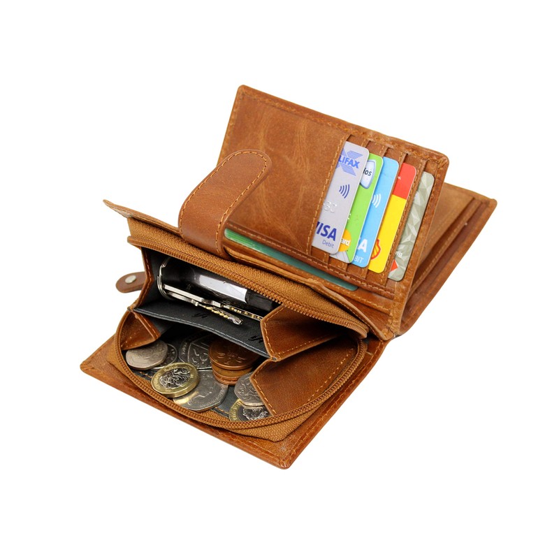 STARHIDE Ladies RFID Blocking Genuine Leather Clutch Wallet with Side