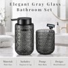 Grey Glass Bathroom Liquid soap Dispenser and Toothbrush Holder Set