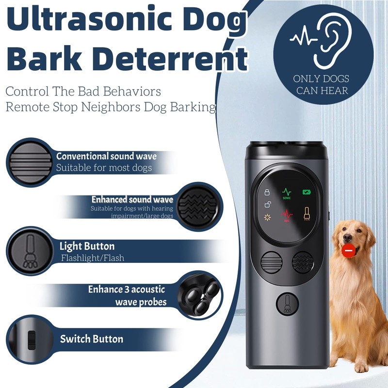 ZenQeek Ultrasonic Dog Bark Deterrent, Rechargeable Strong Bark Deterrent Device