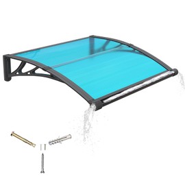 GGNEBAI GGNEBAI Awning for Door Entrance,.32x48 inches Awnings for Doors with Separate Drainage,Front Door Awning Exterior,Polycarbonate UV, Rain, and Snow Protection for Porch,Patio,Window,Deck