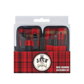 JACK THE BARBER 7 Piece Men's Grooming Kit Stainless Steel, Nail Clippers, Scissors, Nail Cleaner, Nail File Tweezer, and Other Accessories, Best Care Tools for Man.