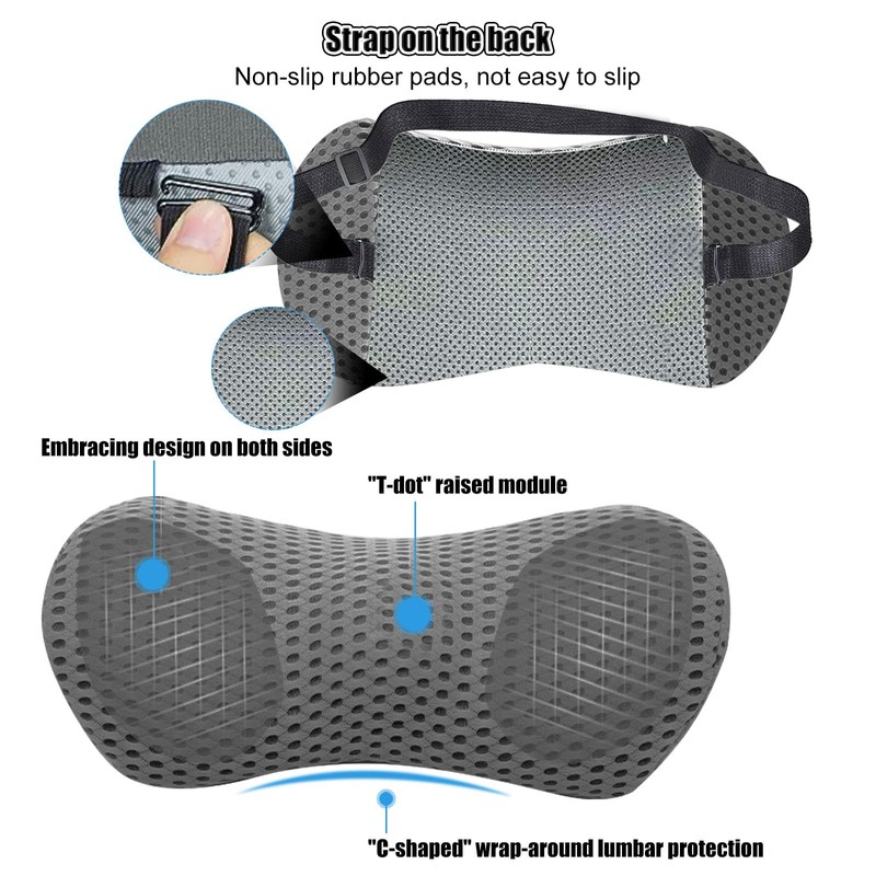 Lumbar Cushion, Back Cushion with Removable Elastic Band, Non-Slip Lumbar