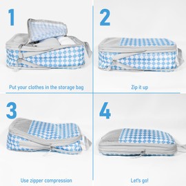Compression Packing Cubes 4 Set Luggage Packing Organizer Bag Expandable Travel Organizer Cubes For Carry On Luggage Suitcase Compressible Travel Essentials Accessories for Women Men