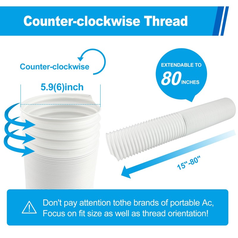 Portable Air Conditioner Hose 5.9 Inch Diameter, Portable AC Hose