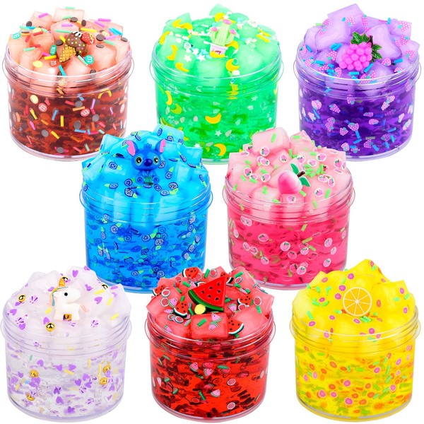 Jelly Cube Clear Slime Kit 8 Pack for Kids, Crunchy