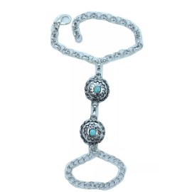 Unbranded Women Silver Hand Chain Bracelet Turquoise Blue Flower Wedding Bridal Beach Pool