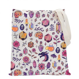 POFULL Game Lovers Shoulder Bag Vicious Mockery Player Gifts RPG Gamer Gift Dice D20 Tote Bag