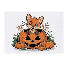'Pumpkin Fox' Temporary Tattoo - Water Resistant, Skin-Safe, Non-Toxic Transfer (TO00079439)