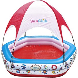 JILONG - Piscina de Tienda de Circo de 223 x 208 x 38 cm (tamaño Inflable) con tapón de Aire Grande y Drenaje de Agua JL-685009 WHBLRD