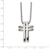 Real Stainless Steel Men's Brushed and 22in Cross Pendant Necklace