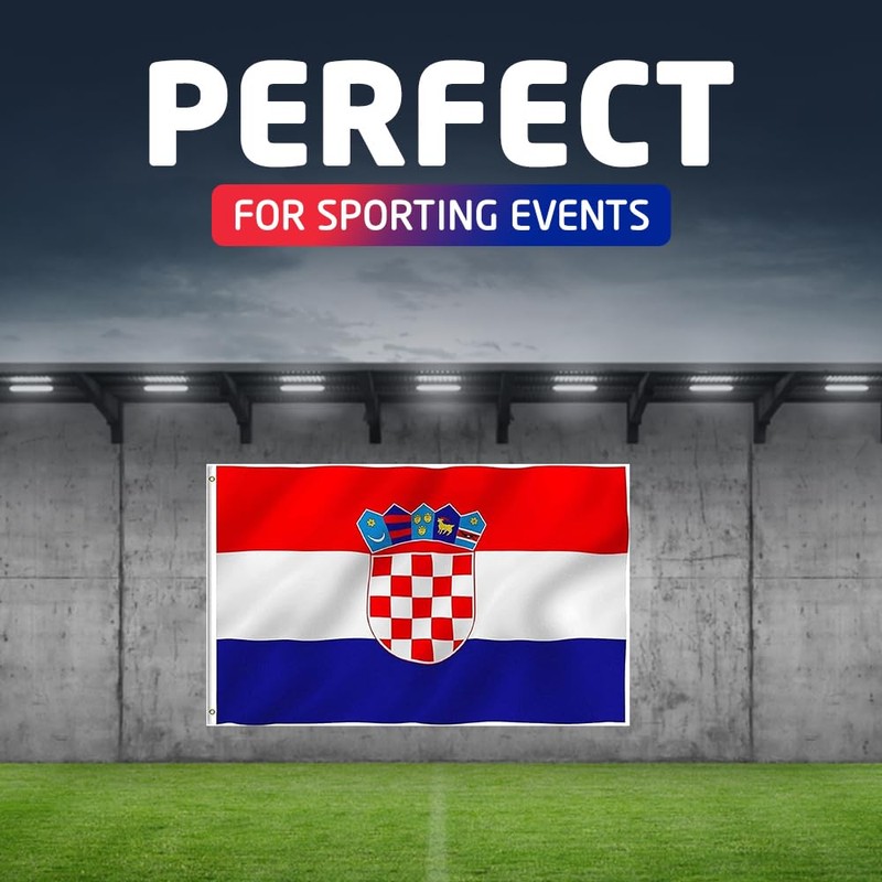 5x3ft Double Sided Croatia National Flag Banner with Two Brass