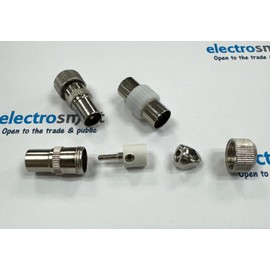 electrosmart Aerial Coax Cable Repair/Splicing Kit - Contains 2 x Easy Fit Male Coax Plugs and 1 x Female Joining Coupler