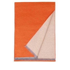 Prettystern Men's 100% silk reversible scarf velor fleece effect warm soft light - gray orange NQ01