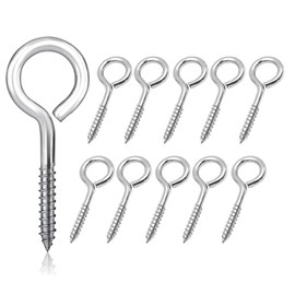ANBOWEI 10pcs Screw Eyes M6 x 3.2"/82mm Stainless Steel Eyelet Screws Heavy Duty Eye Hooks Set for Hanging Basket Fixed Cable Vine Eyes Indoor or Outdoor - Silver