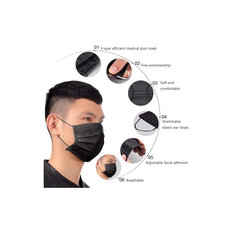 40 Pcs Disposable_Face_Masks with Elastic Earloop 3-ply Face Mouth Hygiene