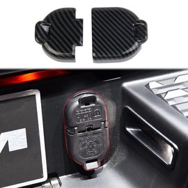 Korlot - Cubierta de conector de remolque para parachoques trasero de fibra de carbono para Dodge RAM 1500 2500 3500 2019-2024 para Chevy Silverado 2019-2024 2023-2024 para Colorado/Canyon 2023-2024