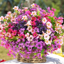 trytuny trytuny 20pcs Artificial Flowers for Outdoor, Realistic Faux Plants,UV Resistant Fake Fake Plastic Flowers for Outside Indoor Porch Patio Window Box Planter Home Decor