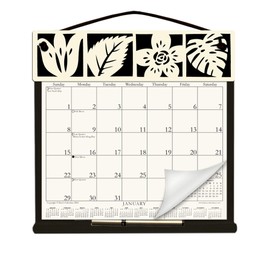Wooden Refillable Calendar Holder Filled with a 2026 Calendar and Includes an Order Form Page for 2027-Black & Ivory Squares