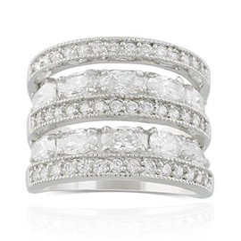 JanKuo Jewelry Rhodium Plated Cubic Zirconia Wide Band Cocktail Ring (9)