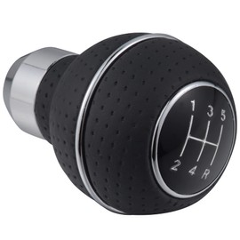 Padaodao 5 Speed Gear Knob Leather Lever Stick Shifter Head Shift Grip Handle for Most Manual Transmission SUV Trucks Cars, Silver