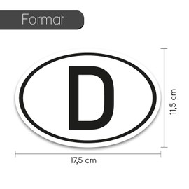 D Sticker Country Number Plate Germany Black & White Sticker – 17.5 x 11.5 cm DIN Standardised – Car, Truck, Motorhome, Car – Mandatory Outside the EU – kfz714