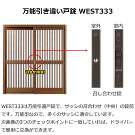 WEST333 Sliding Door Lock, Middle Lock, Replacement, Retrofit, Entrance Door, Interlocking Part, Dimple, 5 Keys, Silver Replacement Instructions Included