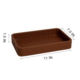 Mossifanna Faux Leather Vanity Tray, Elegant Desktop Storage Organizer, Decorative Catchall Perfume Tray, Bathroom Valet Tray, Nightstand Coffee Table or Dresser Organizer,Brown