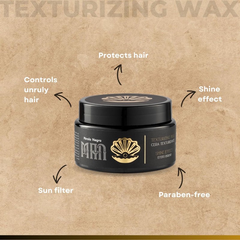 Pérola Negra Texturizing Wax for Men, Extra-Strong Hold, Shine Effect,