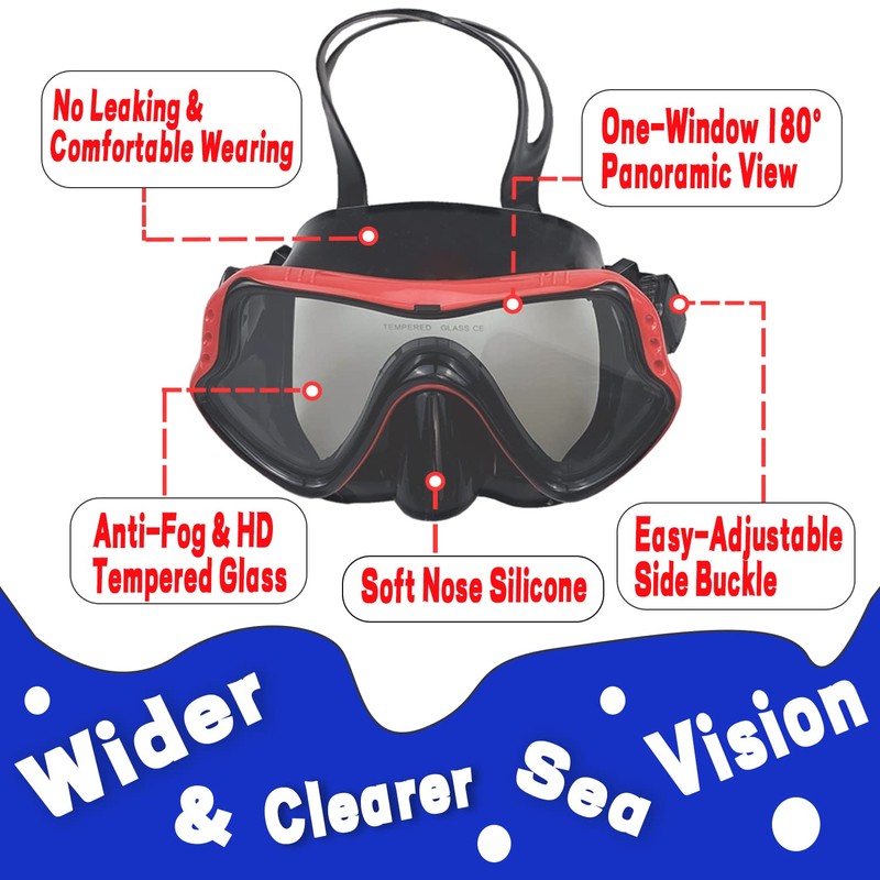 Diving Snorkel kit，Adjustable Panoramic View Anti-Fog Diving Mask，Snorkeling Gear for