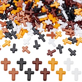PH PandaHall 500pcs Cross Beads 5 Colors Small Crosses for Bracelets Acrylic Cross Charms Loose Spacer Beads Christmas Bead for Rosary Bracelet Necklace Earring Jewellery Making DIY Crafts