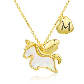 Jesvo Unicorn Necklace Gifts for Girls Women, Unicorn Accessories Initial M Jewelry Birthday Valentine Gifts Ideas Christmas Stocking Stuffers for Kids Teen Daughter Age 5-15