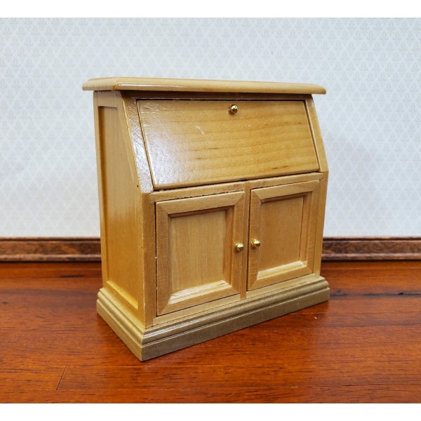 Dollhouse Secretary Writing Desk with Drawer Light Oak 1:12 Scale
