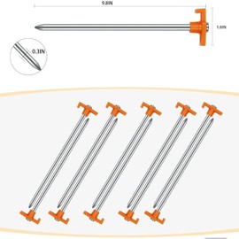 12PCS Tent Stakes Heavy Duty Camping Stakes,AVOFOREST 10 Inch Non-Rust Metal Tent Pegs Ground Stakes Tent Spikes Camping,Garden,Hiking Orange