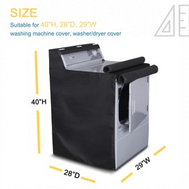 AKEfit 2 Pack Washing Machine Cover,Waterproof Dustproof Washing Cover with Zipper,Fit for Outside Top or Front Load Washer/Dryer,27"W x 26"D x 43"H-Black