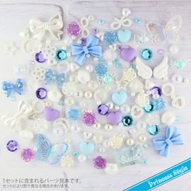 Princess-style Deco Parts Rhinestone Nail Whip Decor Ribbon Heart Roses Mix in Tray (Blue Color)