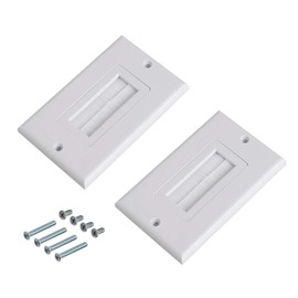 Maxmoral 2pcs Brush Wall Plate Multi-Function Single Port Cover Outlet Wall Mount Multimedia Panel White