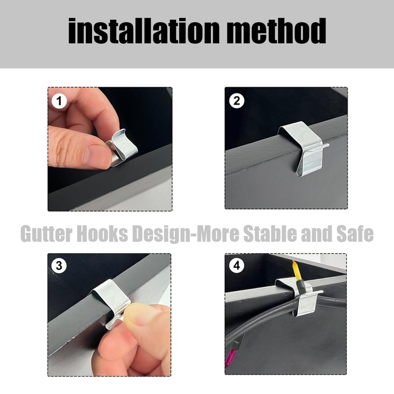 MengMain 60Pcs Gutter Light Hook,Galvanized Gutter Hook Clip,Gutter Light Hangers