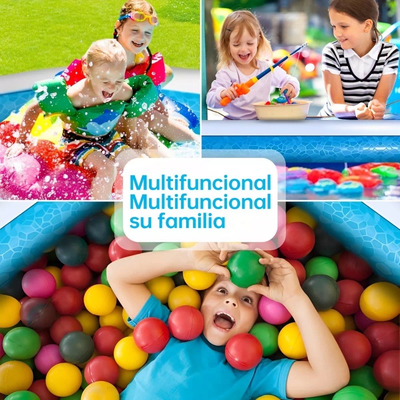 Qilay Alberca Inflable Rectangular Familia Piscinas 181x141x46cm