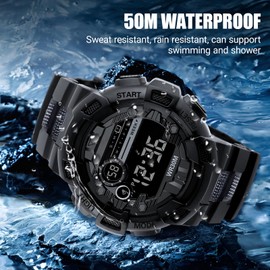 GMHLLES Digital Watch, Waterproof Sports Watch for Women Men Students with Led Night Light/Alarm/Timer/Date for Outdoor Running