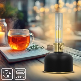 FOREVER Retro LED Bedside Lamp in Style Oil Lamp Black – Vintage Lamp Wireless with USB-C Charging Function – Dimmable LED Vintage Table Lamp – Designer Table Lamp for Living Room or Bedroom