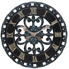 Lily's Home Hanging Verdigris Wall Dial Thermometer, Ideal for Indoor and Outdoor Use, Black (13 Inches)