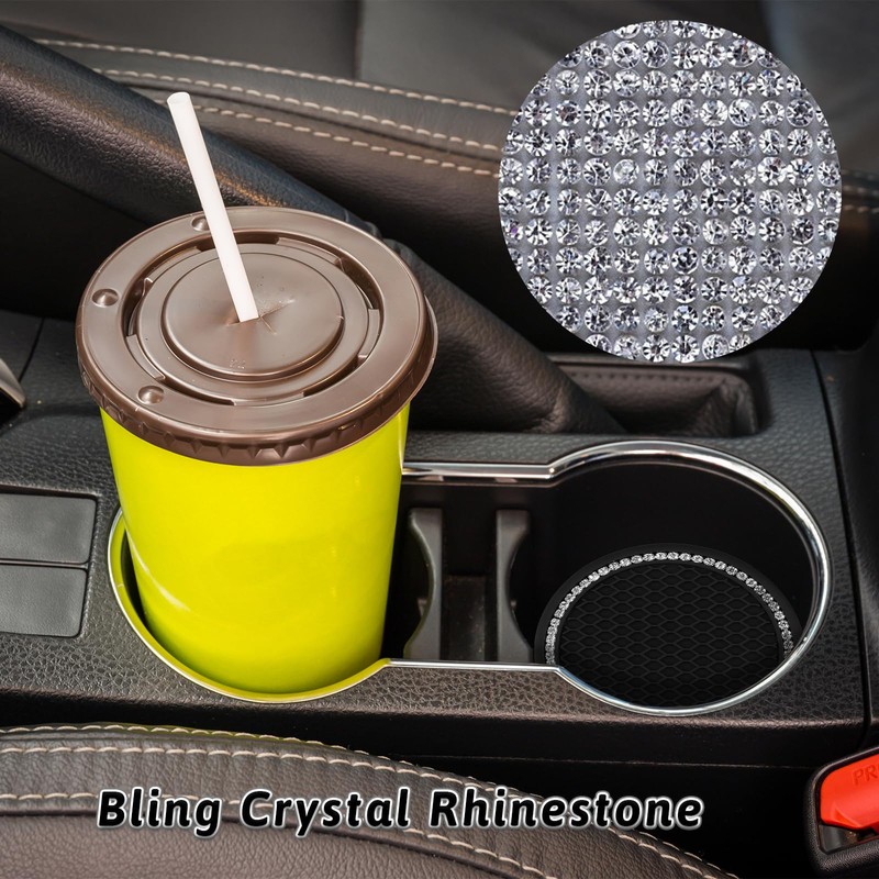 4 Pack Bling Car Coasters Universal Cup Holder Insert With