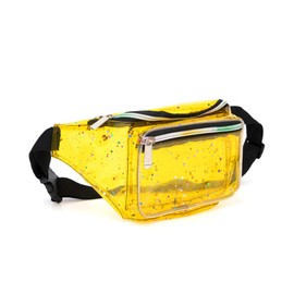 RUACAT Festival Rave 80S 90S Holographic Yellow Transparent Multicolor Clear Fanny Pack for Women Girls Concert Stadium Approved Waist Belt Bum Bags - Yellow Transparent Multicolor