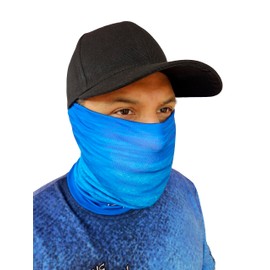 Blue Submersion Fishing Neck Gaiter UV Face Mask Sun Protection Outdoors Swimming Ocean Sports Made in USA (Waves)