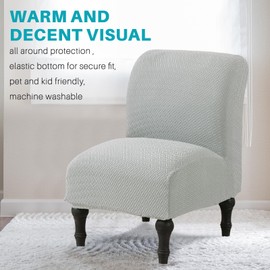 MIFXIN - Funda elástica de punto para silla sin brazos, funda protectora de muebles extraíble lavable, para sala de estar, recámara, hotel (jacquard gris claro)